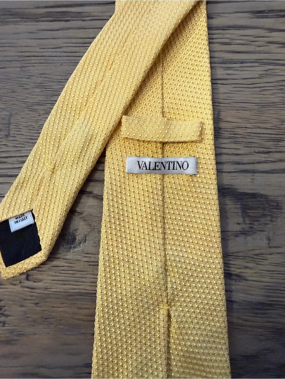 Valentino Yellow Textured Silk Tie